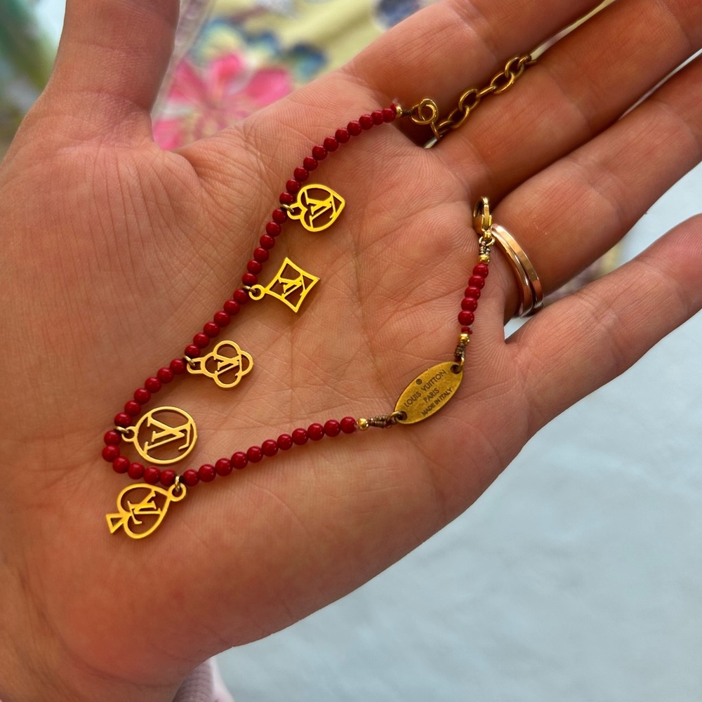 Louis Vuitton Red Beaded Charm Bracelet
